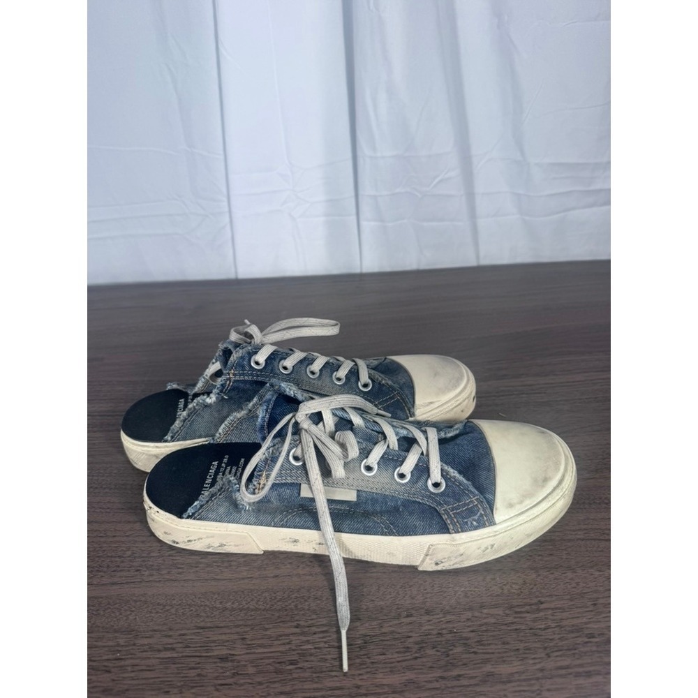 Balenciaga Paris Denim Mule‎ Sneakers EUR 42 Distressed Slip-On Trainer Shoes